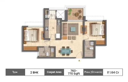 2 BHK-760-770 SqFt